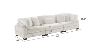 English Elm Bentley Modular Sectional Sofa and Loveseat Set with Ottoman — Corduroy Upholstery, Wood Frame Comfort Cream B009S01575