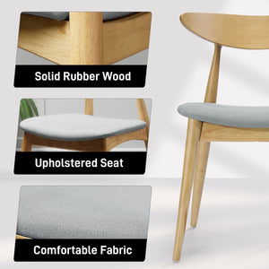 English Elm 5-piece Mid-century Rubberwood Dining Set with Upholstered Chairs for Kitchen or Room Beige+Natural,White Oak N759S003002B