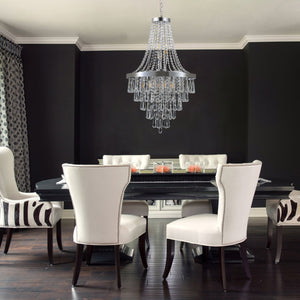 English Elm 20" K9 Crystal Chrome Chandelier 11 Arm Adjustable Drop for Foyer or Dining Room W2312P477370