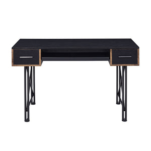English Elm Rectangular Industrial Computer Desk With 2 Drawers, Distressed Wood & Black Metal Frame For Home Office B016P311788-GIGA