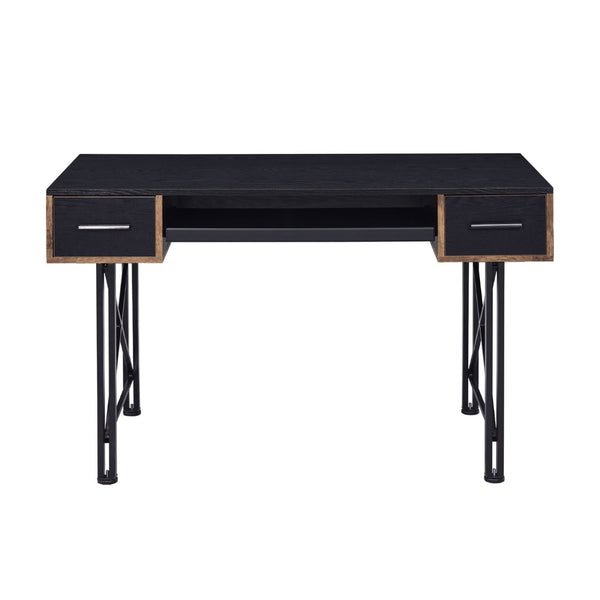 English Elm Rectangular Industrial Computer Desk With 2 Drawers, Distressed Wood & Black Metal Frame For Home Office B016P311788-GIGA
