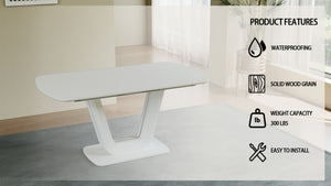 English Elm 62.99-78.74" Expandable Grey-White Dining Table With U-Shaped Legs - Modern Industrial Style For Home & Office P2 W2189S00751-GIGA