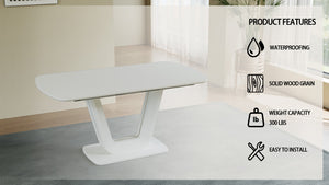 English Elm 62.4" Extendable Mdf Dining Table Mid-century Industrial Style with Bold X Metal Legs W2189S00825