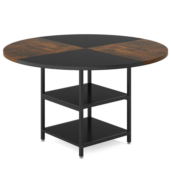 English Elm Modern Farmhouse Rectangular Coffee Table with Rustic Wood Grain and Sturdy H Base T3971P448401