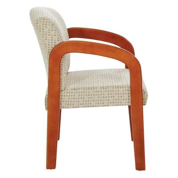 OSP Home Furnishings Medium Oak Visitor Chair with Lumbar Support Padded Seat for Office or Reception Luna WD380-K100