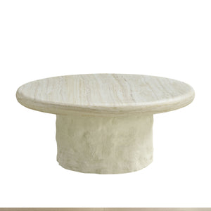 English Elm 35.04''fiberglass Round Coffee Table Faux Marble Finish Low Profile Modern Living Room W2582S00200