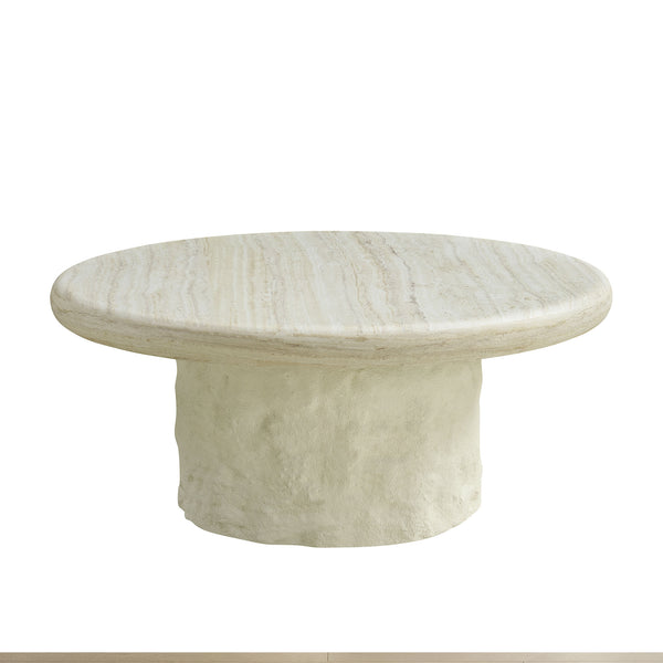 English Elm 35.04''fiberglass Round Coffee Table Faux Marble Finish Low Profile Modern Living Room W2582S00200