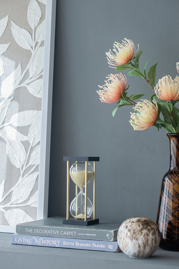 English Elm Set Of 2 Framed 15-Minute Hourglass With Tan Sand And Sturdy Metal Stand For Elegant Decor Display W2078P278802-GIGA