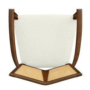 English Elm Christopher Knight Home® - ARM Mid-Century Dining Chair with Rattan Back & Upholstered Foam Seat, Solid Rubberwood Frame Beige,Walnut N771P254005T