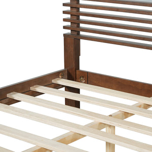 English Elm Premium Solid Wood King Platform Bed Warm Toned Slat Headboard Modern Bedroom Frame Walnut N770PK367005D