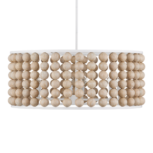 Holcroft Chandelier – Bohemian Wooden Bead Design with Adjustable Height & Sandstone Finish