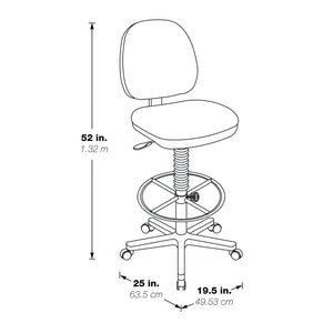 OSP Home Furnishings Sculptured Ergonomic Drafting Chair with Lumbar Support Padded Seat and Footring DC550-294