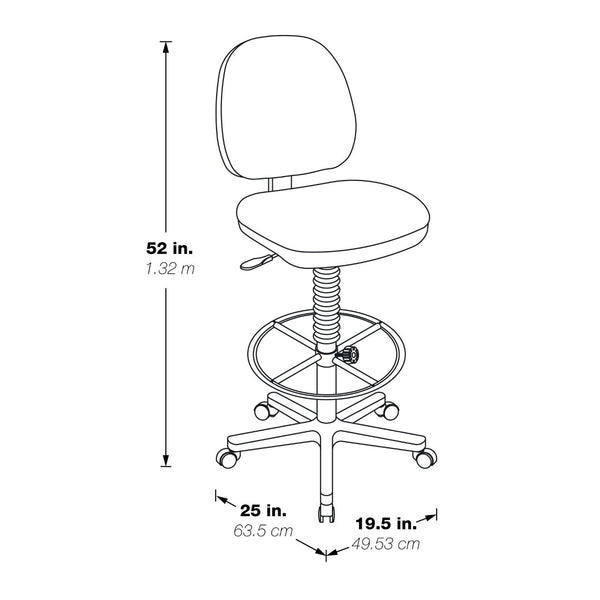 OSP Home Furnishings Sculptured Ergonomic Drafting Chair with Lumbar Support Padded Seat and Footring DC550-294