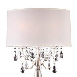 English Elm 29.5" Polyresin Table Lamp with Chestnut Geometric Weave Finish, Oval White Fabric Shade, UL Listed Silver B072116219