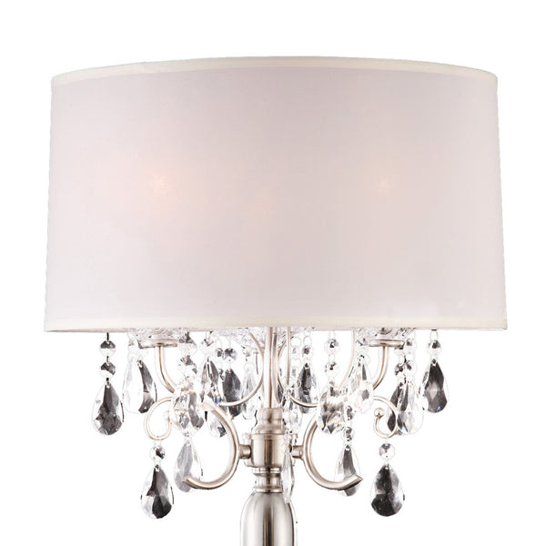 English Elm 29.5" Polyresin Table Lamp with Chestnut Geometric Weave Finish, Oval White Fabric Shade, UL Listed Silver B072116219