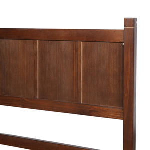 English Elm Twin Platform Bed Vertical Slat Headboard Farmhouse Shaker Wood Grain Finish Bedroom Dark Walnut N733P422479P