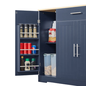 English Elm 53'' Kitchen Storage Islands with Drawers and Trash Can Storage, Modern Farmhouse Design, 53.2"W x 20.9"D x 38.0"H Navy Blue W1820P281266