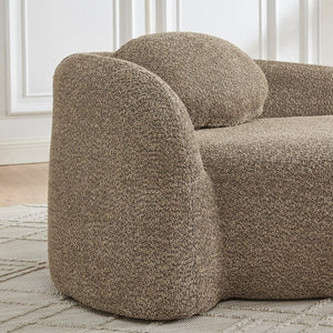 English Elm Modern Oval Boucle Lounge Chair Sculptural Integrated Armrest for Bedroom Living Room Brown W487P456128
