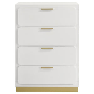 English Elm Sophia 4-Drawer Chest - Modern White Storage Solution With Gold Accents For Stylish Organization B062P353393-GIGA