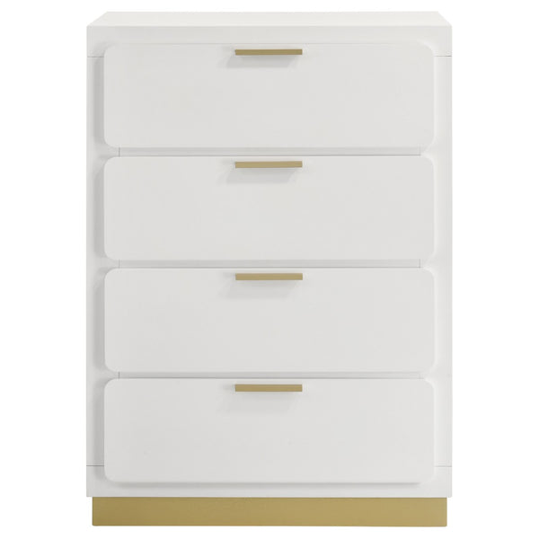 English Elm Sophia 4-Drawer Chest - Modern White Storage Solution With Gold Accents For Stylish Organization B062P353393-GIGA