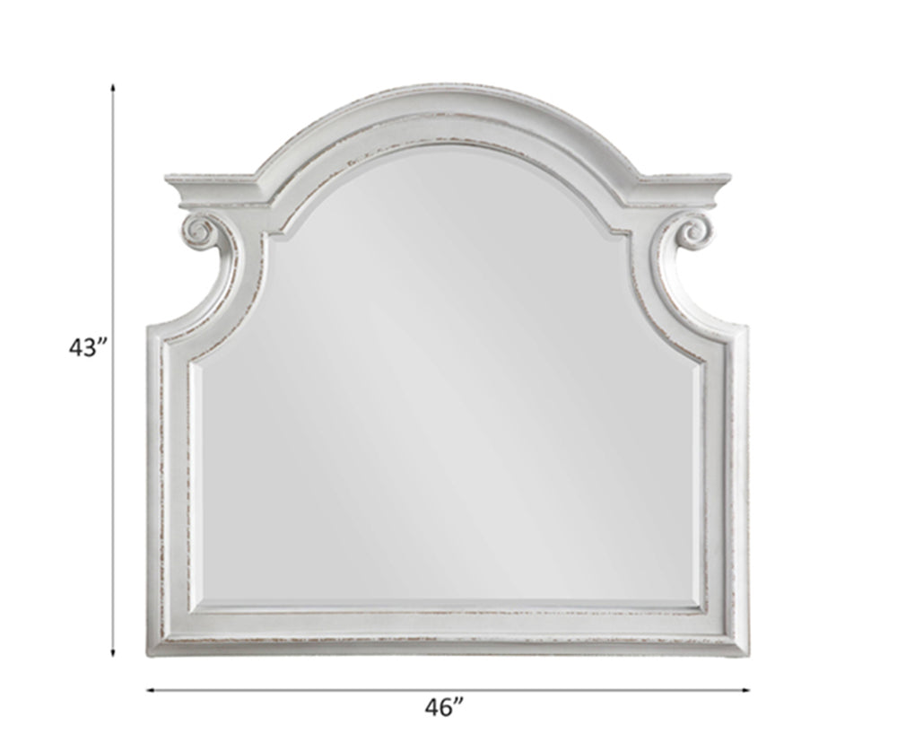 English Elm Florian Antique White Finish Mirror with 39"x36" Reflective Glass, Vintage Wood-Composite Frame, Durable Elegance B2726P244352