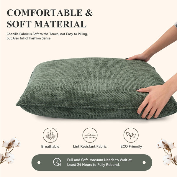 English Elm Accent Chair Mid-Century Rattan Arms Set of 2 with Rubber Wood Legs, Plush Fabric Seat, Cozy Lounge Green T3950P399125