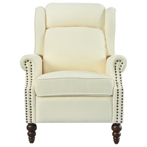English Elm Christopher Knight Home® - 29.75" Push Back Recliner Chair with Wingback Design, Gourd Wooden Legs, Polyester Upholstery, Cozy Comfort Beige N763P201072A