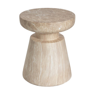 English Elm Christopher Knight Home® - Outdoor Elegant Travertine Side Table In Gold – Sculptural Pedestal Design For Indoor/Outdoor Use N773P283497G