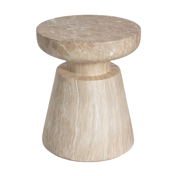 English Elm Christopher Knight Home® - Outdoor Elegant Travertine Side Table In Gold – Sculptural Pedestal Design For Indoor/Outdoor Use N773P283497G