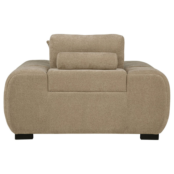 English Elm Plather Channel Tufted Accent Chair Wide Waterfall Arms Foam Seat Living Room Camel B062P447952