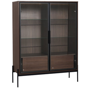 English Elm 51.2'' Freestanding Display Cabinet With Led Lights, Adjustable Glass Shelves & Hidden Storage – Walnut N845P261794D