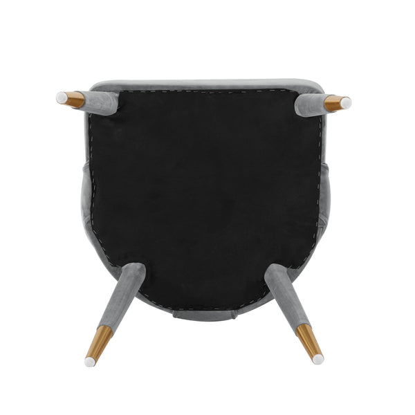 English Elm Neda Upholstered Velvet Dining Chair with Gold-Tip Elm Frame, T-Back Comfort, Commercial 330 lb Capacity Grey B365P397700