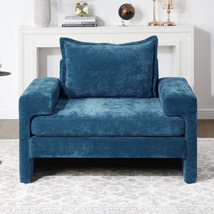English Elm Christopher Knight Home® - Chenille Oversized Armchair with Thick Cushion and Wide Armrests, Ergonomic Back for Cozy Living Spaces Blue N763P314419C