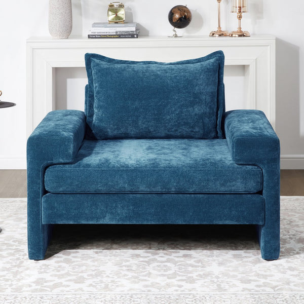 English Elm Christopher Knight Home® - Chenille Oversized Armchair with Thick Cushion and Wide Armrests, Ergonomic Back for Cozy Living Spaces Blue N763P314419C