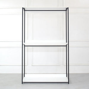 English Elm Fiona White 111" Freestanding 3-Tower Walk-In Closet System – 7 Shelves, Eco Wood + Powder Frame B040S00088