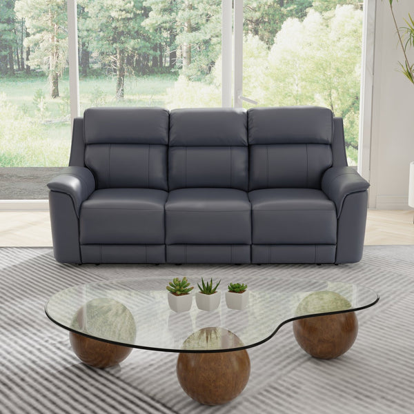 English Elm Oslo Genuine Leather Power Reclining Sofa with Usb Charging for Modern Living Rooms Sapphire Blue B339P411601