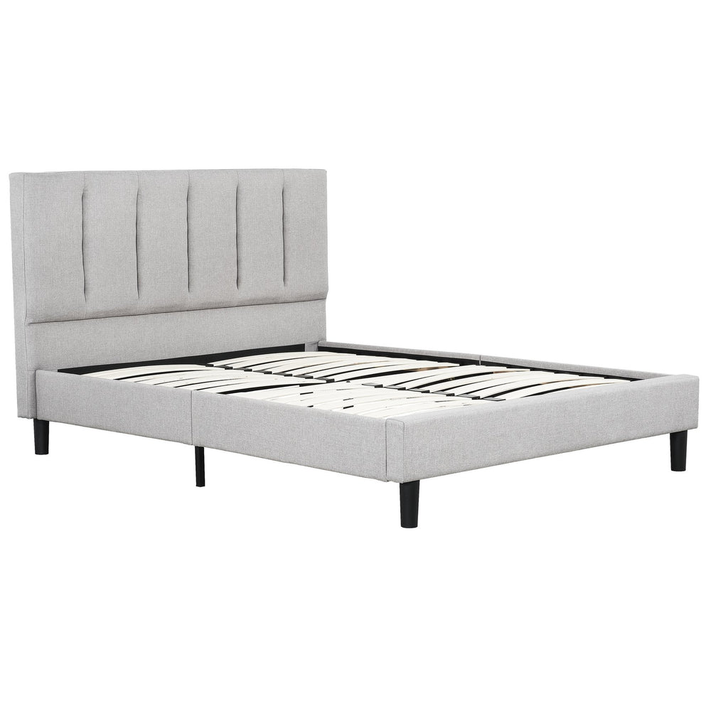English Elm Upholstered Platform Bed Full Size with Tufted Padded Headboard, Solid Wood Frame, Linen Chic Gray 60 L x 41 W x 6 H B011P330629