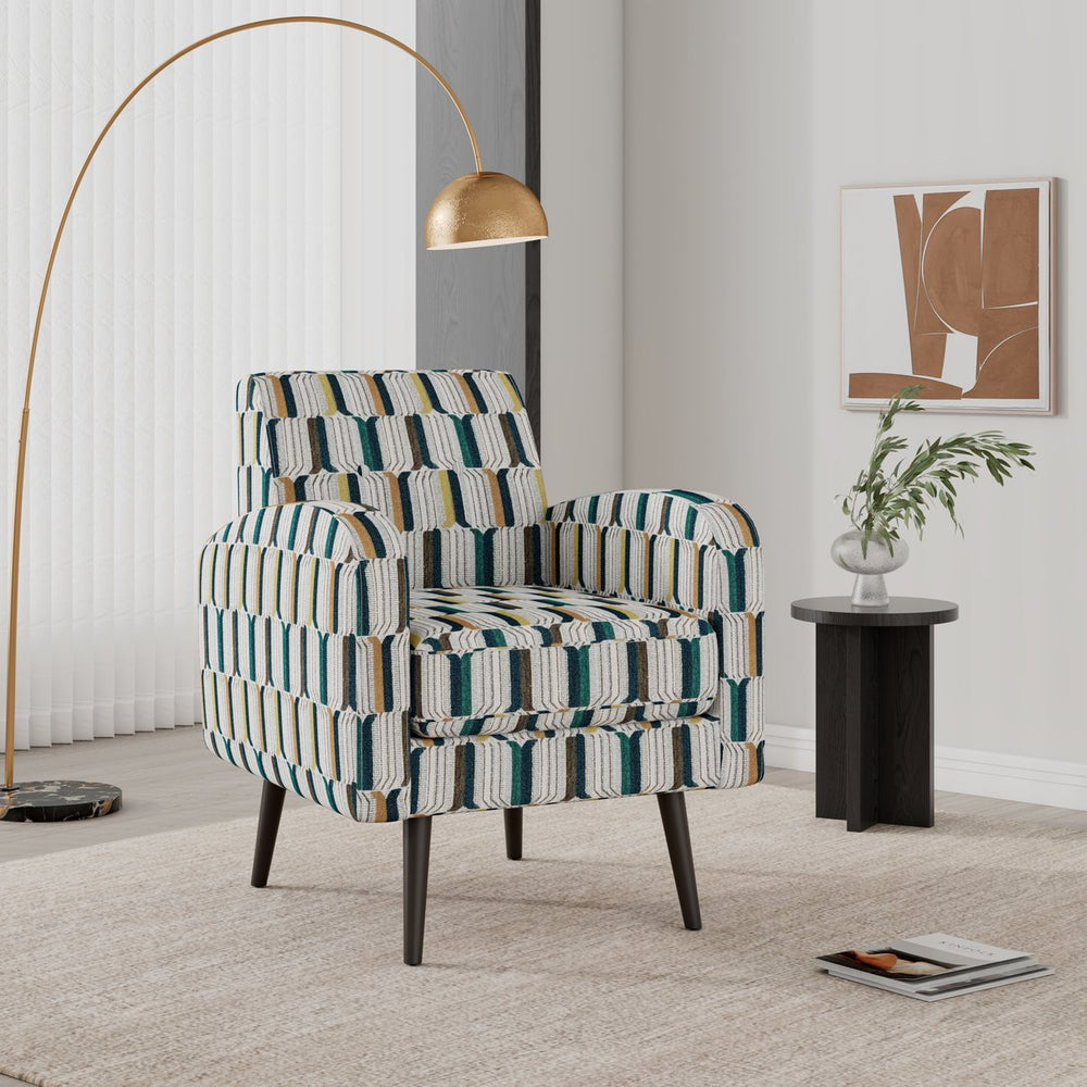 English Elm Darien Geometric Prism Upholstered Accent Armchair with Solid Wood Legs for Small Spaces Yellow B127P495074