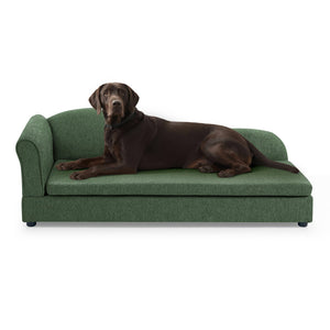 English Elm Oversized Linen Pet Sofa with Wave Backrest for Large Dogs in Modern Living Rooms W487P430330