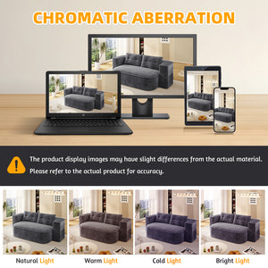 English Elm 78.7" Modern Foldable Corduroy Sofa Bed with 2 Plush Pillows, 2-in-1 Convertible Sleeper and Blanket DARK GREY W3219P317386