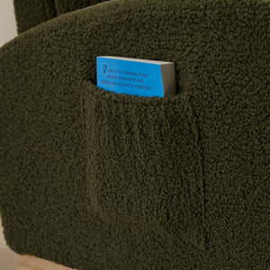 English Elm Modern Upholstered Glider Rocker with Teddy Fabric High Back and Rubberwood Base Green W3723P409071