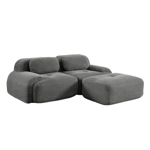 English Elm 82'' Modular L-shaped Sectional Sofa Corduroy Upholstery Curved Arms for Living Rooms Grey W714S01264