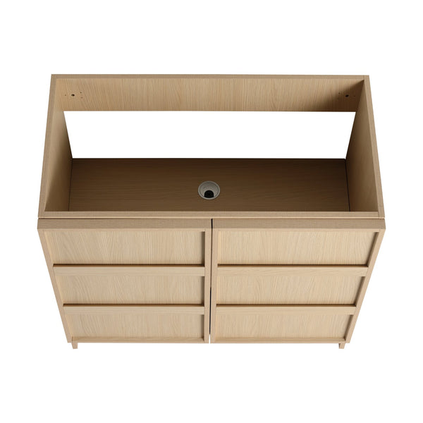 English Elm 36" Freestanding Bathroom Vanity Plywood Base Resin Sink Soft Close Storage W999S00509