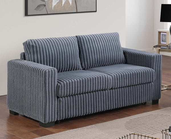 English Elm Modern Corduroy Sofa and Loveseat Set with Cup Holders Charging Station Living Room Dark Gray B011S02204