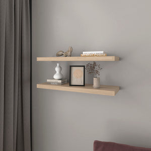 English Elm Floating Shelf Dallas Set of 2 Light Pine Beige Engineered Wood Modern Wall-Mounted Decor Storage B092P238707