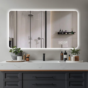 English Elm Wall Mounted Led Bathroom Mirror with Anti Fog Tri Color Lighting and Ip44 Protection W2071P465808