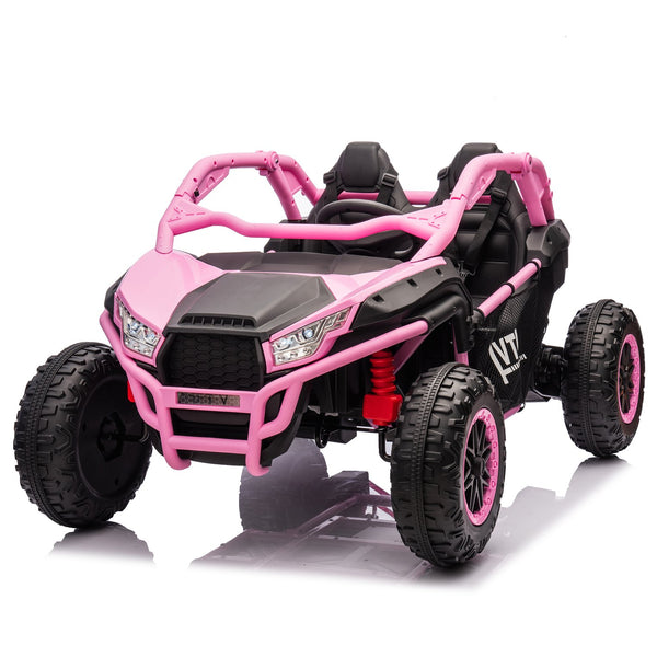 English Elm 24v Two Seater Kids Utv with Parental Remote Dual Motors Four Wheel Suspension Led Pink W1578P198434