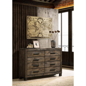 English Elm Bren Eight Drawer Rustic Dresser Wire Brushed Rubberwood Grain Farmhouse Bedroom Storage B062P451983