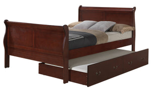 English Elm Elegant Cherry Full Trundle Bed with Warm Cherry Finish, Sturdy Particle Board, Space-Saving Guest Solution B078S00289