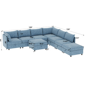 English Elm Modular Fabric Sectional Sofa with Under Seat Storage and Sleeper Function W680S00139
